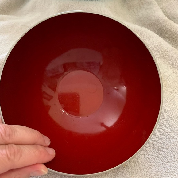 MCM Emalox Norway Aluminum Bowl Set 8" Turquoise Blue + 6" Red - Picture 2 of 8